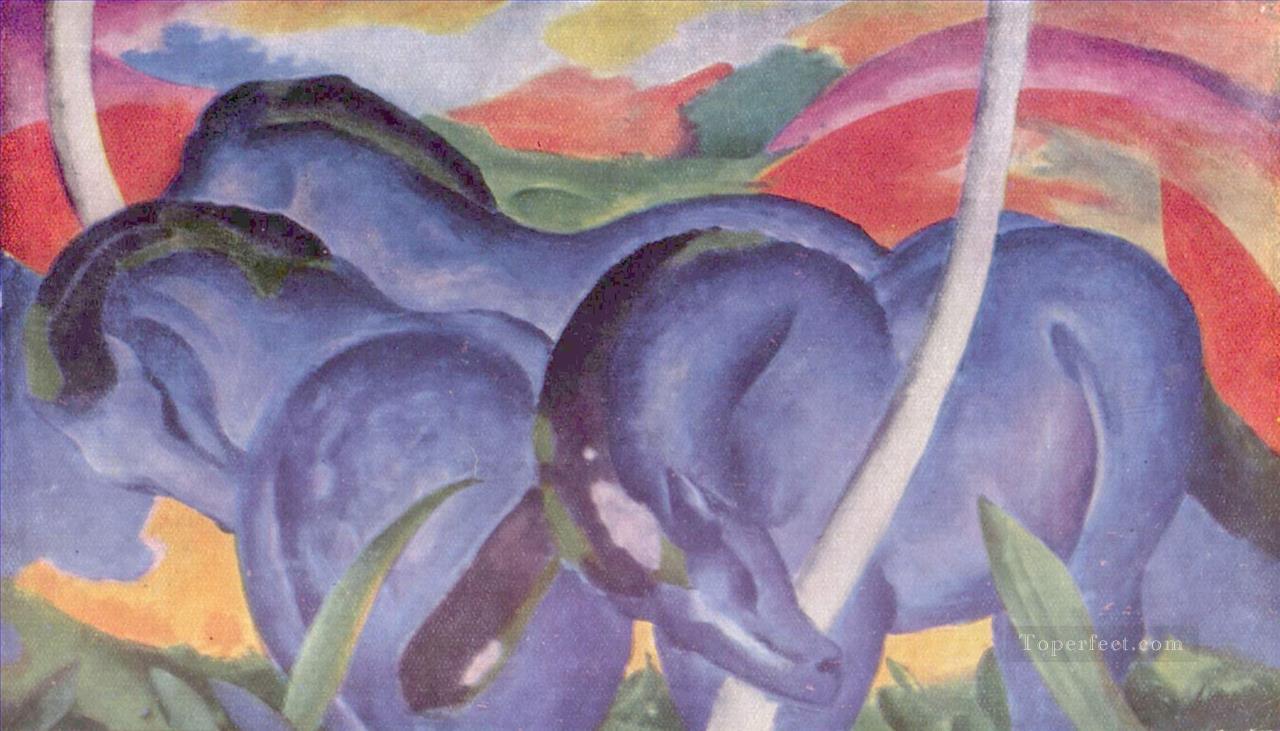 Diegrobenblauen Pferde Expressionism Oil Paintings